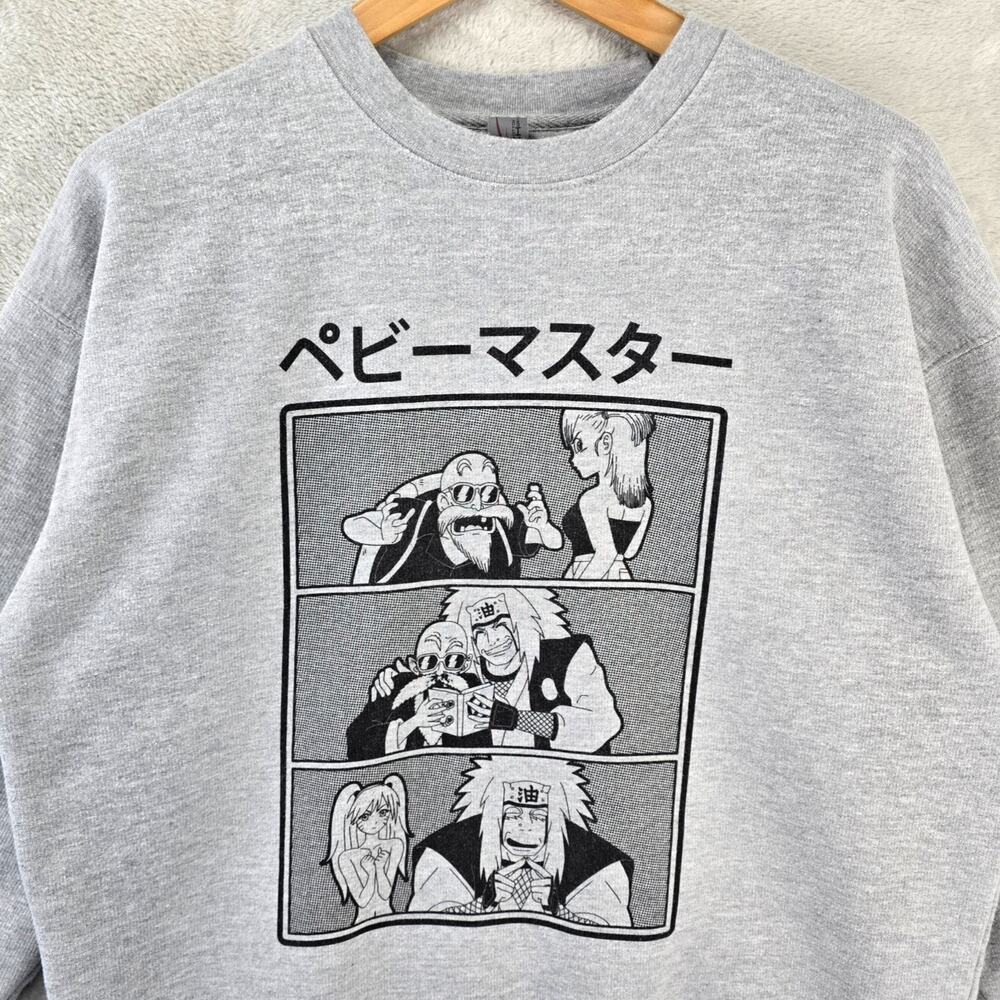 Dragon Ball Z Naruto Sweatshirt Mens Large Master Roshi Jaraiya Pervy Sage Funny